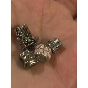 A557 charm bracket silver plated 4 pcs
